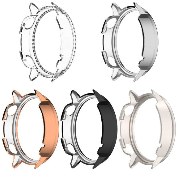 For OnePlus Watch 3 43mm Single Row Diamond Half Coverage Hollow PC Watch Protective Cover(Silver)