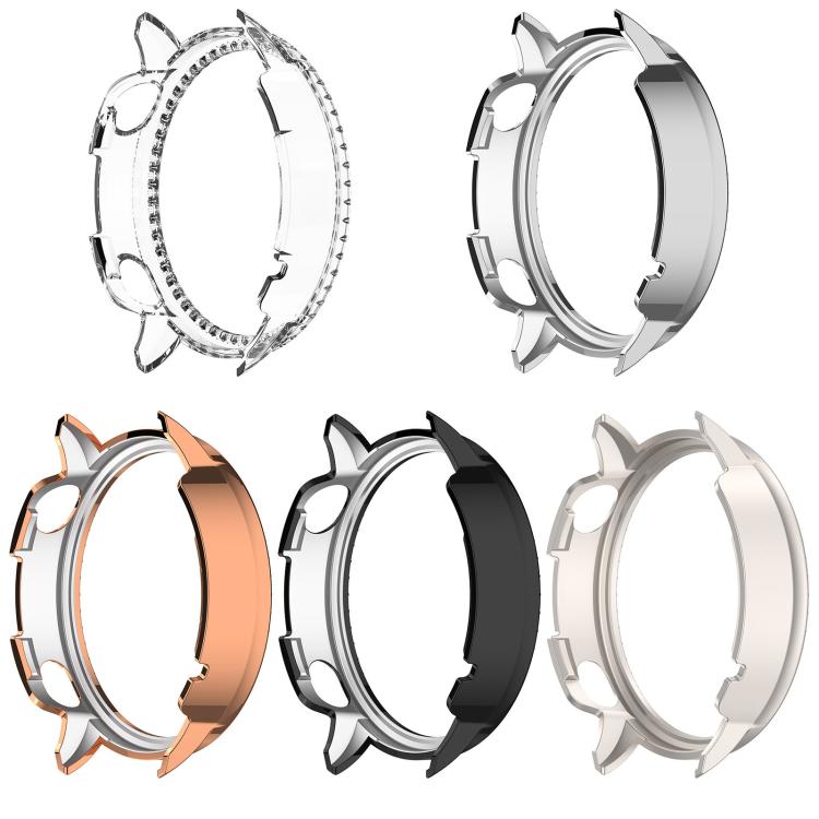 For OnePlus Watch 3 43mm Single Row Diamond Half Coverage Hollow PC Watch Protective Cover(Silver)