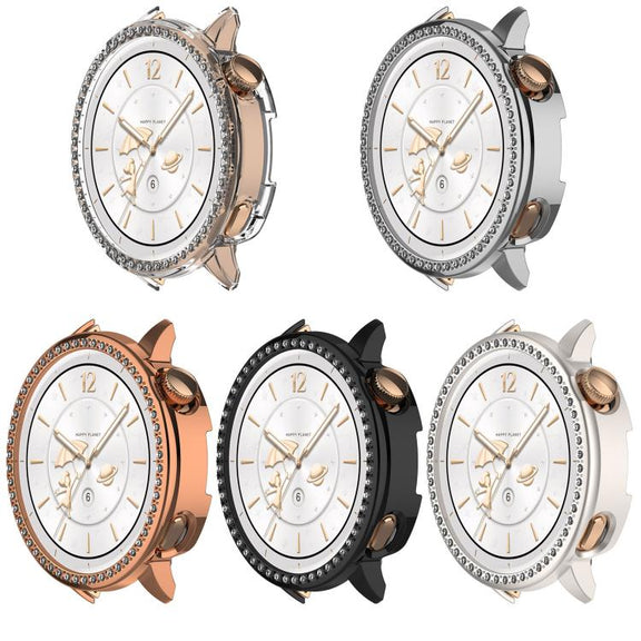 For OnePlus Watch 3 43mm Single Row Diamond Half Coverage Hollow PC Watch Protective Cover(Silver)