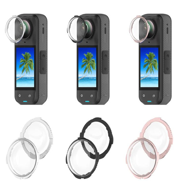 For Insta360 X4 Rotating Optical Tempered Glass Lens Guard Protective Cover(Pink)