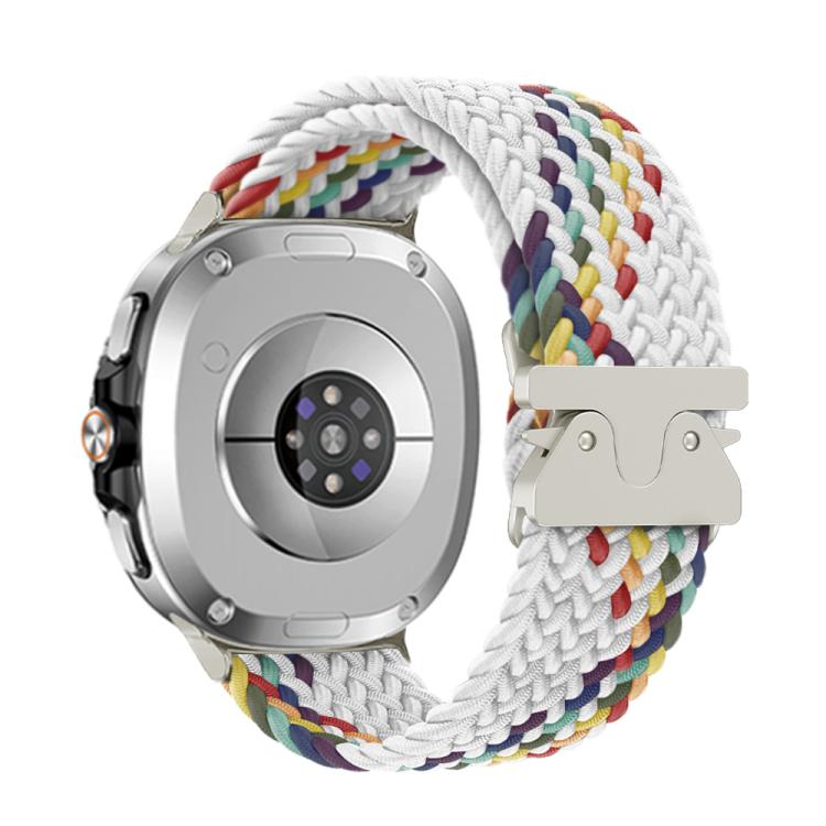 For Samsung Galaxy Watch8 / Watch8 Classic Parachute Buckle Braided Nylon Watch Band(White Rainbow) - free shipping - PMC TechLife - Order now!