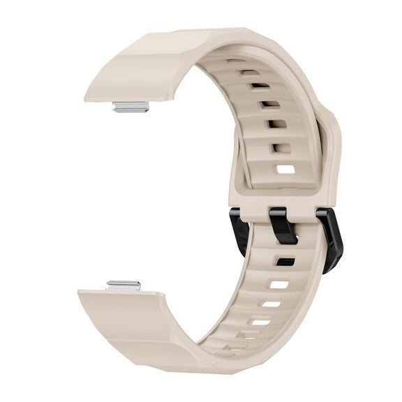 For Huawei Watch Fit3 / Fit4 / Fit4 Pro Wave Black Buckle Silicone Watch Band(Starlight)