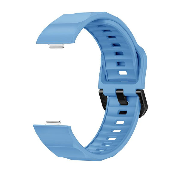 For Huawei Watch Fit3 / Fit4 / Fit4 Pro Wave Black Buckle Silicone Watch Band(Cloud Blue)