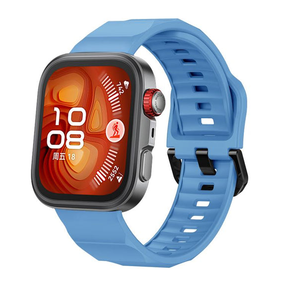 For Huawei Watch Fit3 / Fit4 / Fit4 Pro Wave Black Buckle Silicone Watch Band(Cloud Blue)