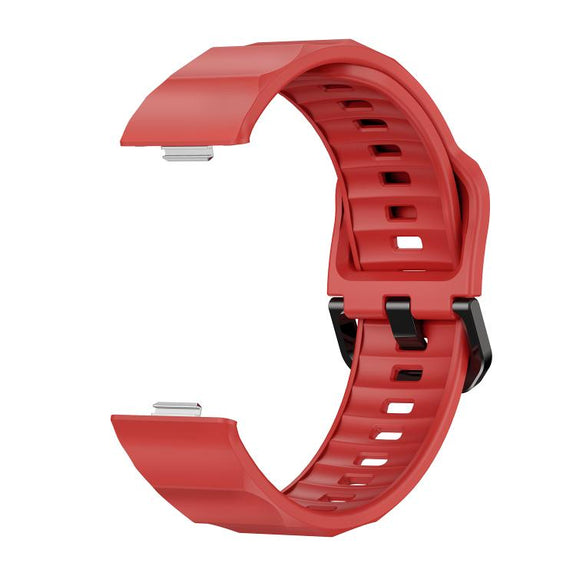 For Huawei Watch Fit3 / Fit4 / Fit4 Pro Wave Black Buckle Silicone Watch Band(Red)