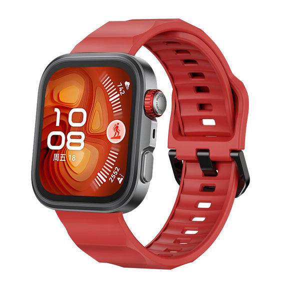 For Huawei Watch Fit3 / Fit4 / Fit4 Pro Wave Black Buckle Silicone Watch Band(Red)