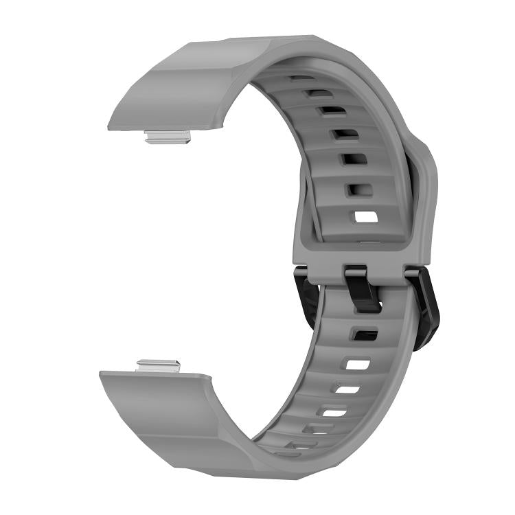 For Huawei Watch Fit3 / Fit4 / Fit4 Pro Wave Black Buckle Silicone Watch Band(Gray)