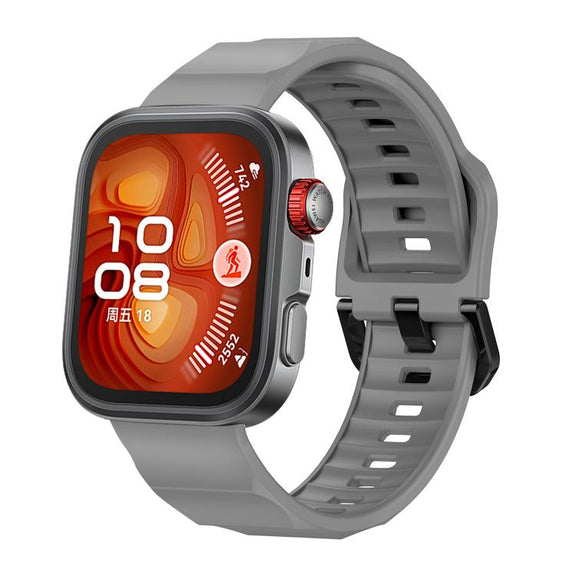For Huawei Watch Fit3 / Fit4 / Fit4 Pro Wave Black Buckle Silicone Watch Band(Gray)