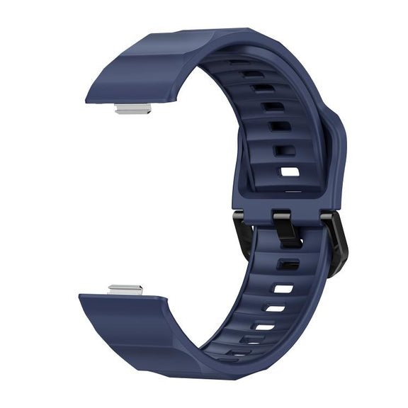 For Huawei Watch Fit3 / Fit4 / Fit4 Pro Wave Black Buckle Silicone Watch Band(Blue)