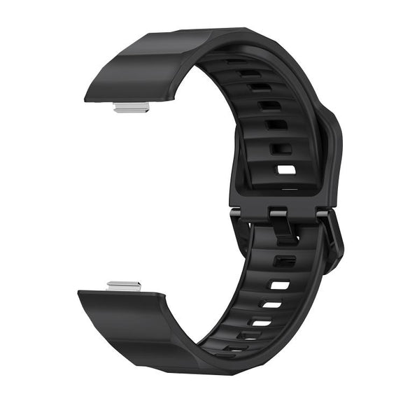 For Huawei Watch Fit3 / Fit4 / Fit4 Pro Wave Black Buckle Silicone Watch Band(Black)