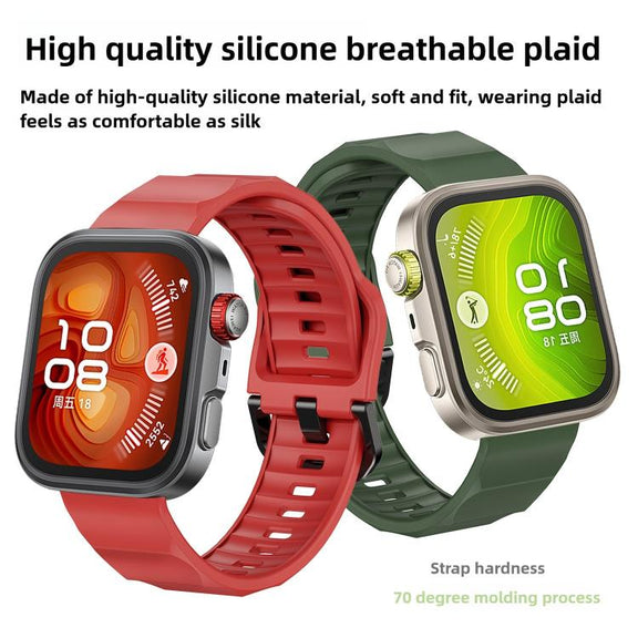 For Huawei Watch Fit3 / Fit4 / Fit4 Pro Wave Black Buckle Silicone Watch Band(Orange)