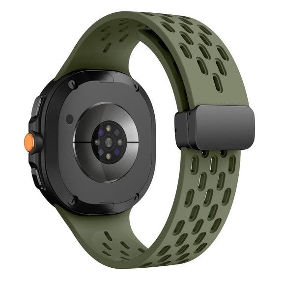 For Samsung Galaxy Watch8 / Watch8 Classic Mesh Magnetic Silicone Watch Band(Field Green)