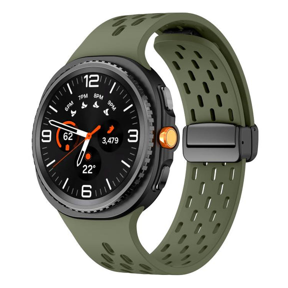 For Samsung Galaxy Watch8 / Watch8 Classic Mesh Magnetic Silicone Watch Band(Field Green)