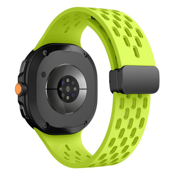 For Samsung Galaxy Watch8 / Watch8 Classic Mesh Magnetic Silicone Watch Band(Fluorescent Green)