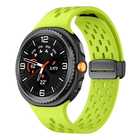 For Samsung Galaxy Watch8 / Watch8 Classic Mesh Magnetic Silicone Watch Band(Fluorescent Green)
