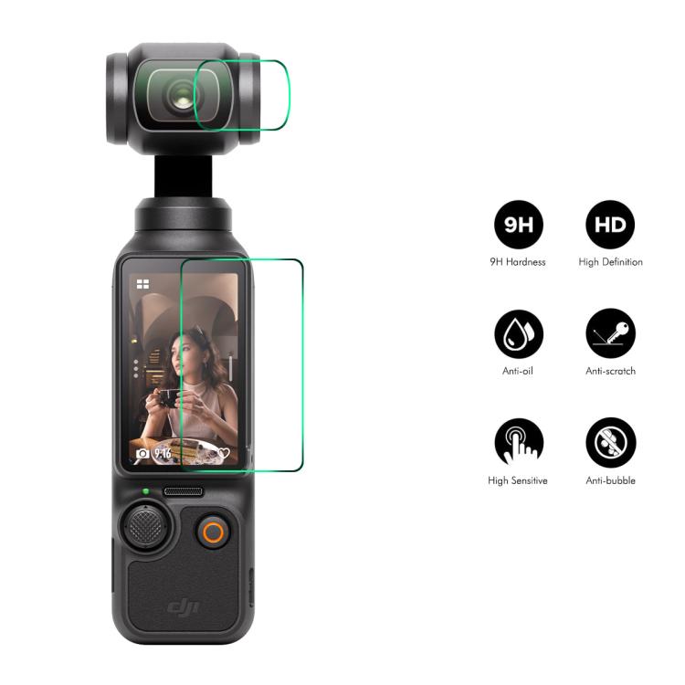 For DJI Osmo Pocket 3 2pcs ENKAY Hat-Prince 0.2mm 9H Tempered Glass Screen Protector Watch Film
