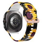 For Samsung Galaxy Watch Ultra 47mm / Ultra 2025 Printed Silicone Watch Band(Black Sunflower)