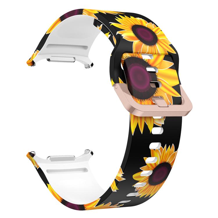 For Samsung Galaxy Watch Ultra 47mm / Ultra 2025 Printed Silicone Watch Band(Black Sunflower)