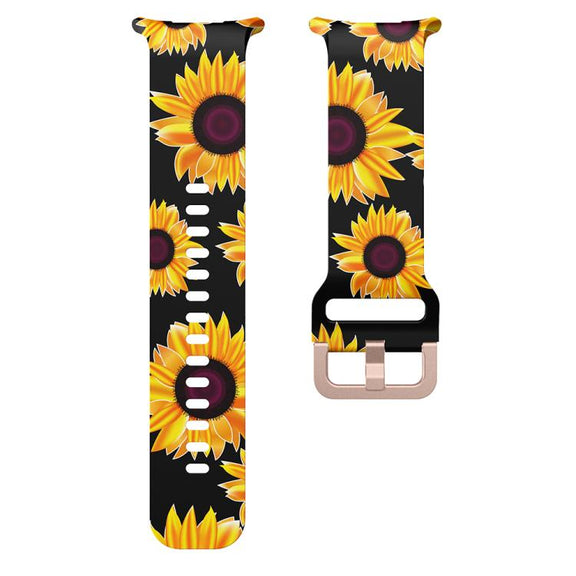 For Samsung Galaxy Watch Ultra 47mm / Ultra 2025 Printed Silicone Watch Band(Black Sunflower)