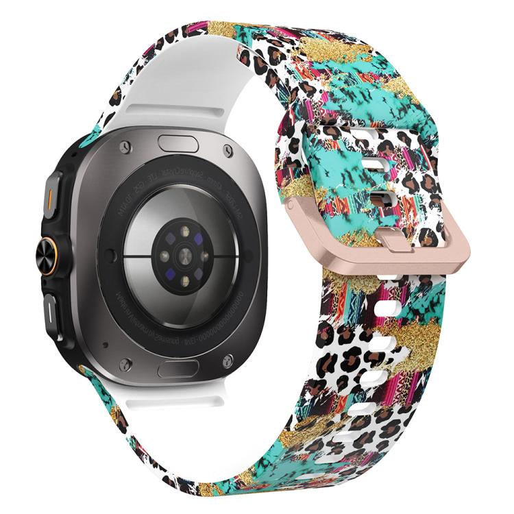 For Samsung Galaxy Watch Ultra 47mm / Ultra 2025 Printed Silicone Watch Band(Colorful Leopard Print)