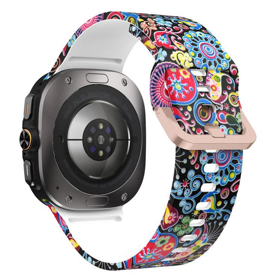 For Samsung Galaxy Watch Ultra 47mm / Ultra 2025 Printed Silicone Watch Band(Colorful Jellyfish)