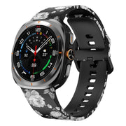 For Samsung Galaxy Watch Ultra 47mm / Ultra 2025 Printed Silicone Watch Band(Retro Gray Flower)
