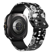 For Samsung Galaxy Watch Ultra 47mm / Ultra 2025 Printed Silicone Watch Band(Retro Gray Flower)