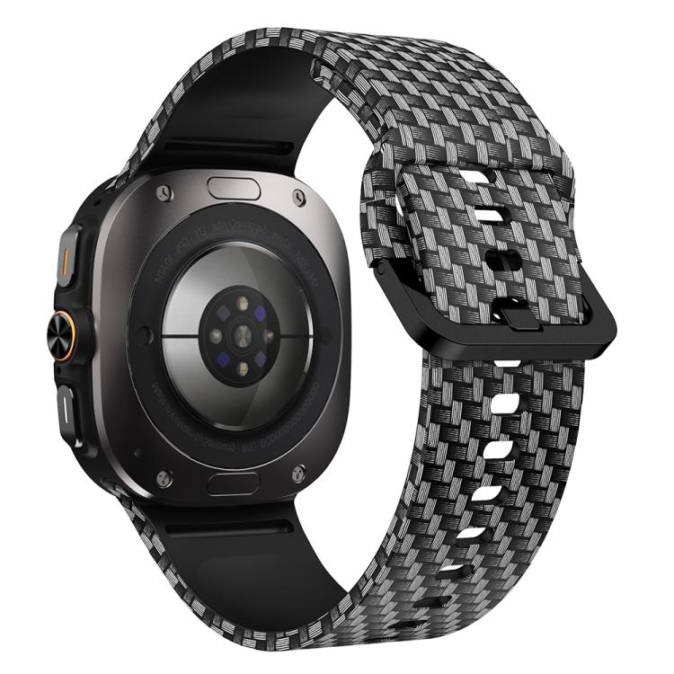 For Samsung Galaxy Watch Ultra 47mm / Ultra 2025 Printed Silicone Watch Band(Carbon Fiber Pattern)