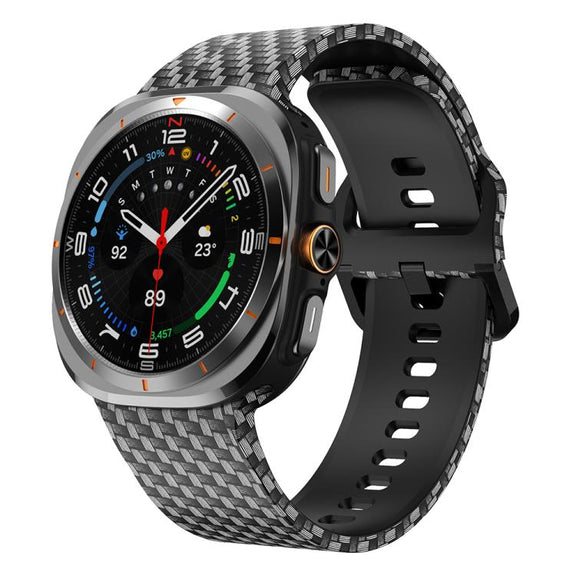 For Samsung Galaxy Watch Ultra 47mm / Ultra 2025 Printed Silicone Watch Band(Carbon Fiber Pattern)