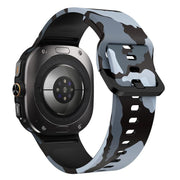 For Samsung Galaxy Watch Ultra 47mm / Ultra 2025 Printed Silicone Watch Band(Black Gray Camouflage)