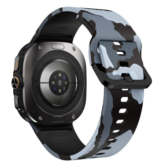 For Samsung Galaxy Watch Ultra 47mm / Ultra 2025 Printed Silicone Watch Band(Black Gray Camouflage)