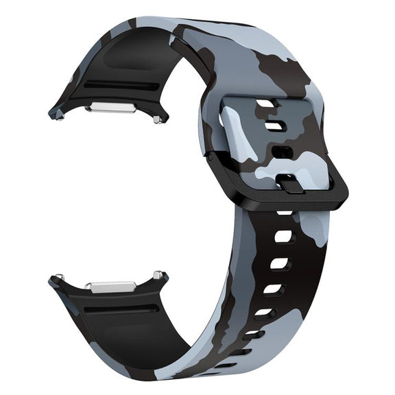 For Samsung Galaxy Watch Ultra 47mm / Ultra 2025 Printed Silicone Watch Band(Black Gray Camouflage)