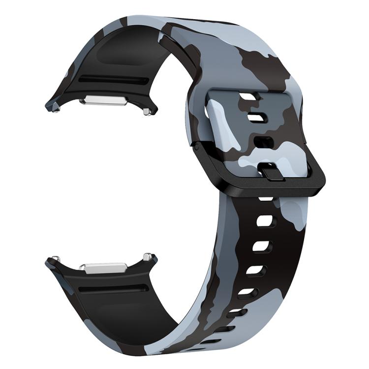 For Samsung Galaxy Watch Ultra 47mm / Ultra 2025 Printed Silicone Watch Band(Black Gray Camouflage)