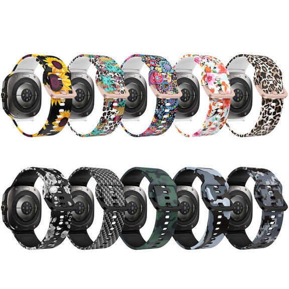For Samsung Galaxy Watch Ultra 47mm / Ultra 2025 Printed Silicone Watch Band(Brown Leopard Print)