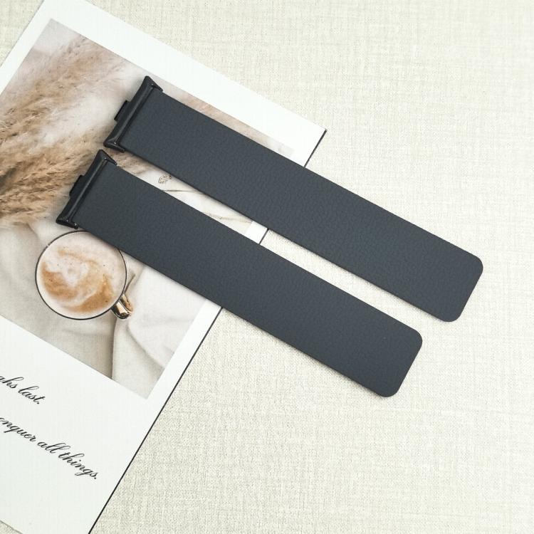 For Xiaomi Smart Band 9 Pro / Redmi Watch 5 Lychee Texture Soft Magnetic Silicone Watch Band(Gray)