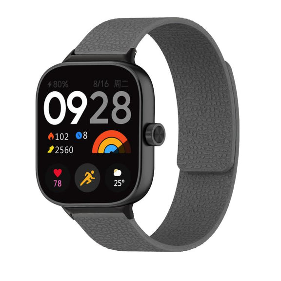 For Xiaomi Smart Band 9 Pro / Redmi Watch 5 Lychee Texture Soft Magnetic Silicone Watch Band(Gray)