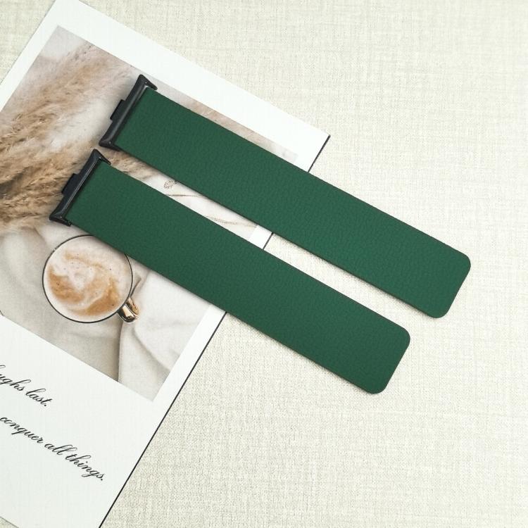 For Xiaomi Smart Band 9 Pro / Redmi Watch 5 Lychee Texture Soft Magnetic Silicone Watch Band(Green)