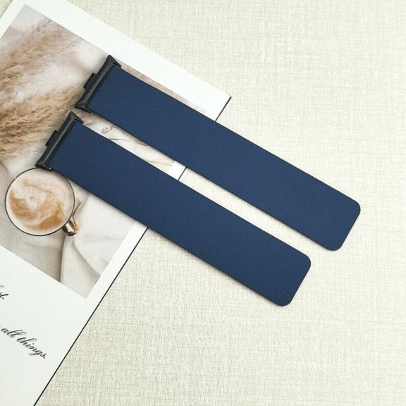 For Xiaomi Smart Band 9 Pro / Redmi Watch 5 Lychee Texture Soft Magnetic Silicone Watch Band(Dark Blue)