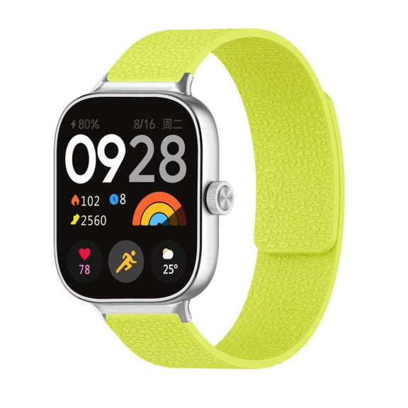 For Xiaomi Smart Band 9 Pro / Redmi Watch 5 Lychee Texture Soft Magnetic Silicone Watch Band(Fluorescent Green)