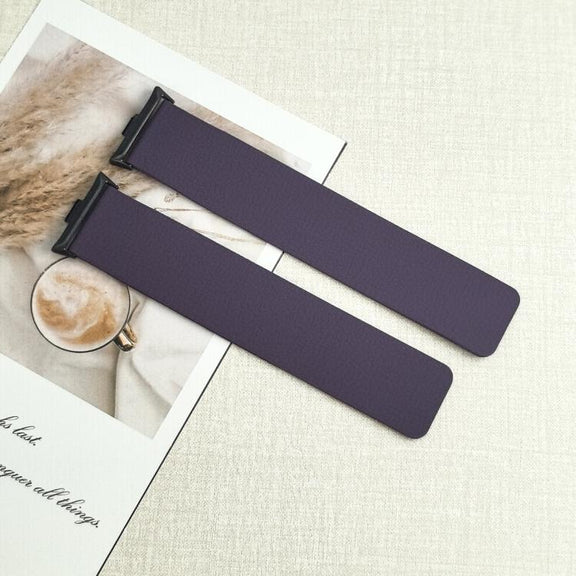 For Xiaomi Smart Band 9 Pro / Redmi Watch 5 Lychee Texture Soft Magnetic Silicone Watch Band(Purple)