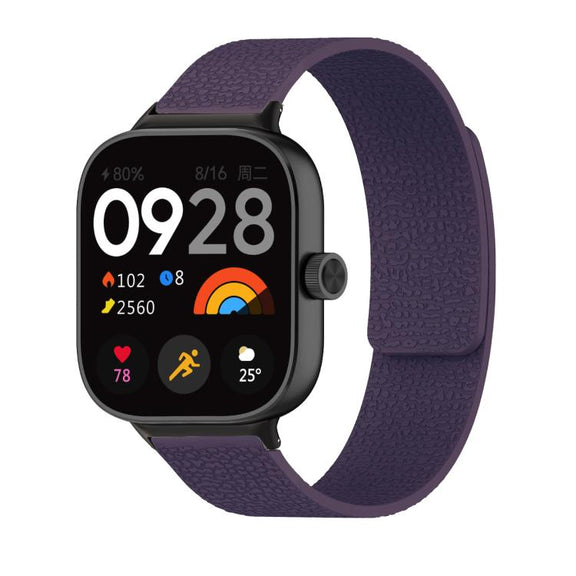 For Xiaomi Smart Band 9 Pro / Redmi Watch 5 Lychee Texture Soft Magnetic Silicone Watch Band(Purple)