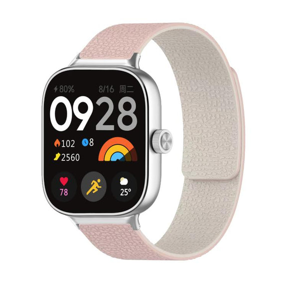 For Xiaomi Smart Band 9 Pro / Redmi Watch 5 Lychee Texture Soft Magnetic Silicone Watch Band(Pink Starlight)