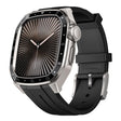 For Apple Watch Series 10 46mm Scale Model Integrated Metal Frame Silicone Watch Band(Titanium Frame Black Dial) - free shipping - PMC TechLife - Order now!