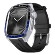 For Apple Watch Series 10 46mm Scale Model Integrated Metal Frame Silicone Watch Band(Silver Frame Black Blue Dial) - free shipping - PMC TechLife - Order now!