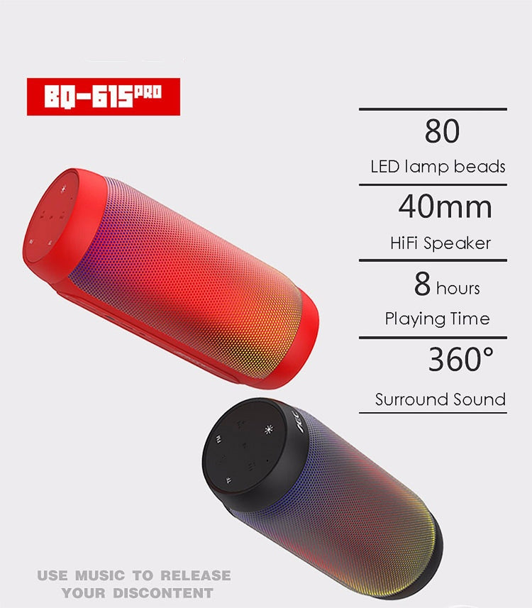 AEC BQ615 PRO Colorful LED Wireless HiFi Stereo Speaker, Combines Bluetooth + TF card player + FM radio + AUX + NFC - free shipping - PMC Jewellery - Order now!