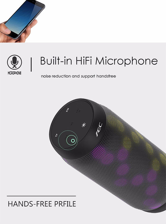 AEC BQ615 PRO Colorful LED Wireless HiFi Stereo Speaker, Combines Bluetooth + TF card player + FM radio + AUX + NFC