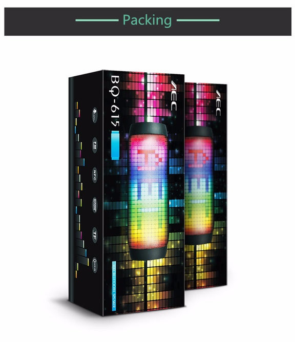 AEC BQ615 PRO Colorful LED Wireless HiFi Stereo Speaker, Combines Bluetooth + TF card player + FM radio + AUX + NFC