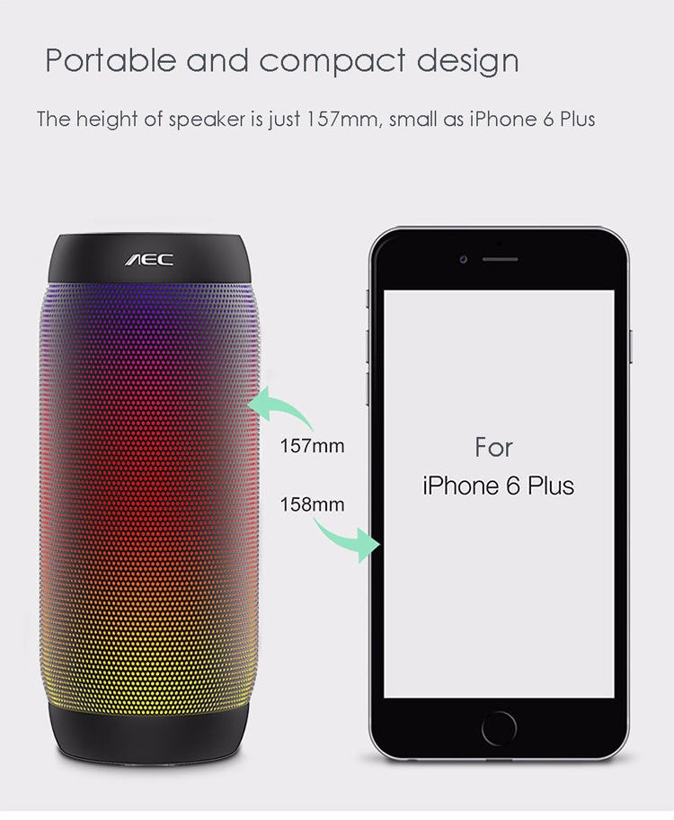 AEC BQ615 PRO Colorful LED Wireless HiFi Stereo Speaker, Combines Bluetooth + TF card player + FM radio + AUX + NFC