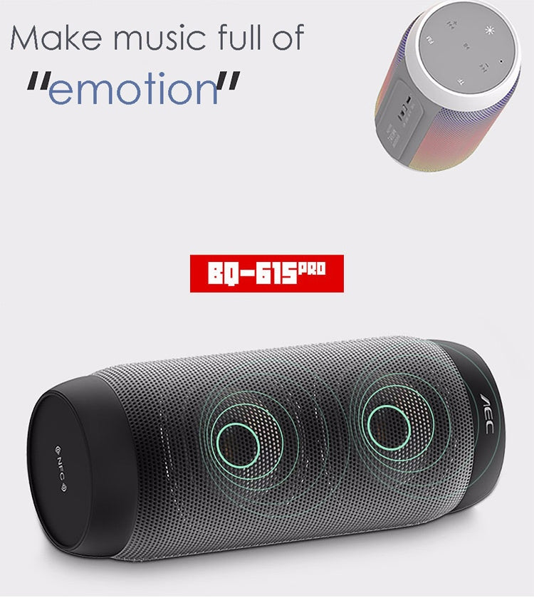 AEC BQ615 PRO Colorful LED Wireless HiFi Stereo Speaker, Combines Bluetooth + TF card player + FM radio + AUX + NFC - free shipping - PMC Jewellery - Order now!