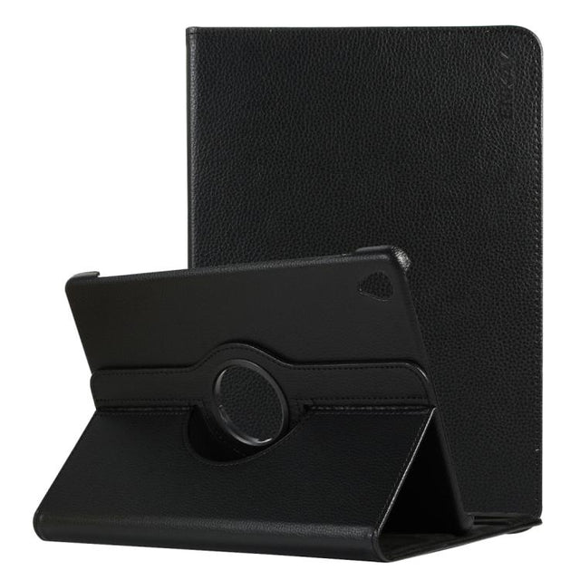 ENKAY 360 Degree Rotation Lichi Texture Leather Case with Holder for HUAWEI MediaPad M6 10.8 2019(Black)